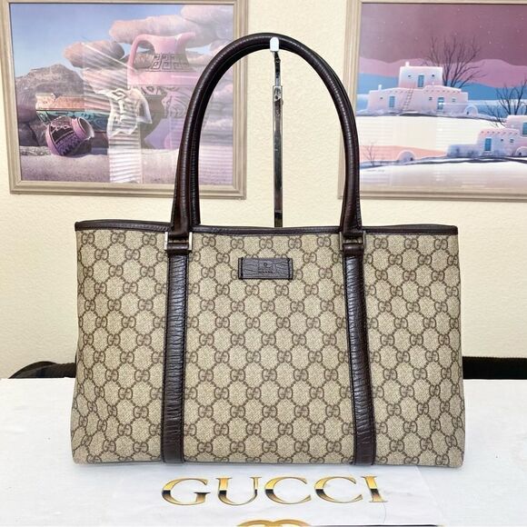 GUCCI GG Pattern Pvc/Leather tote Bag 💼 - Picture 1 of 17